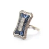 Bague style Art Déco Or blanc Saphirs Diamants