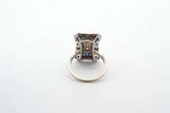 Bague style Art Déco Or blanc Saphirs Diamants