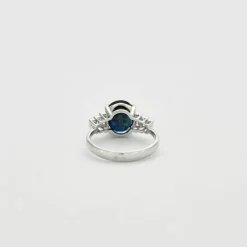 Bague style Art Déco Or blanc Saphir Diamants