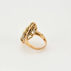 Bague Style Art Déco or jaune et blanc Saphir et Diamants