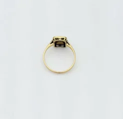 Bague style Art Déco or, rubis, diamants taille rose