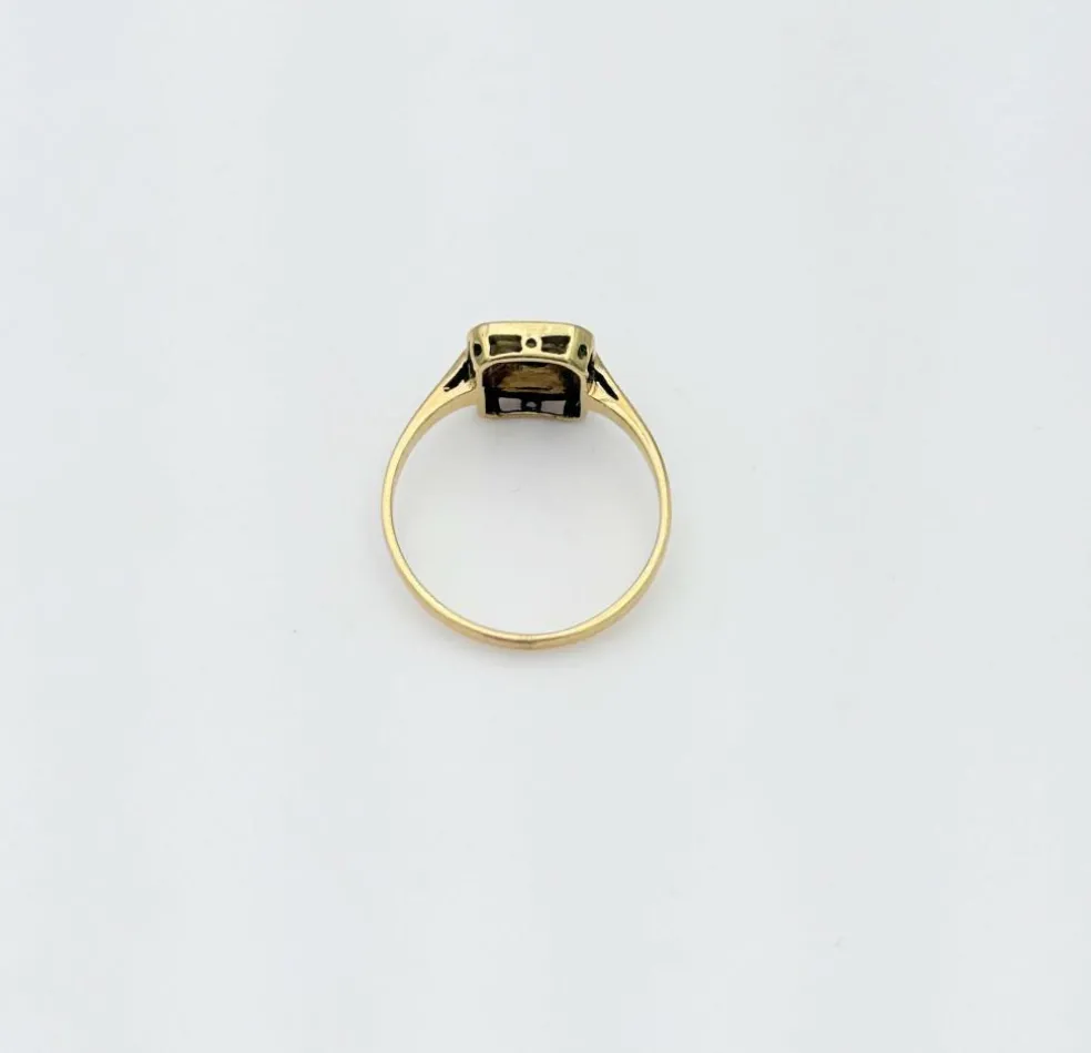 Bague style Art Déco or, rubis, diamants taille rose