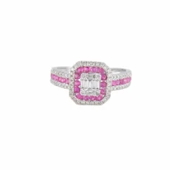 Bague style Art Déco Rubis Diamants