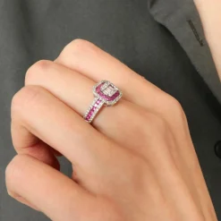 Bague style Art Déco Rubis Diamants