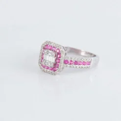 Bague style Art Déco Rubis Diamants
