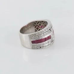 Bague style Art Déco Rubis Diamants