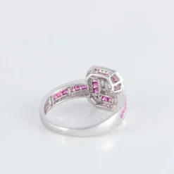 Bague style Art Déco Rubis Diamants