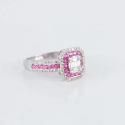 Bague style Art Déco Rubis Diamants