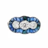 Bague style art déco saphirs calibrés et diamants
