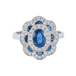 Bague style Art Déco Saphirs Diamants