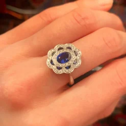 Bague style Art Déco Saphirs Diamants