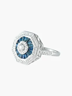 Bague style art déco saphirs et diamants