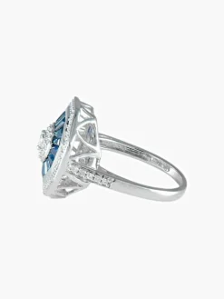 Bague style art déco saphirs et diamants