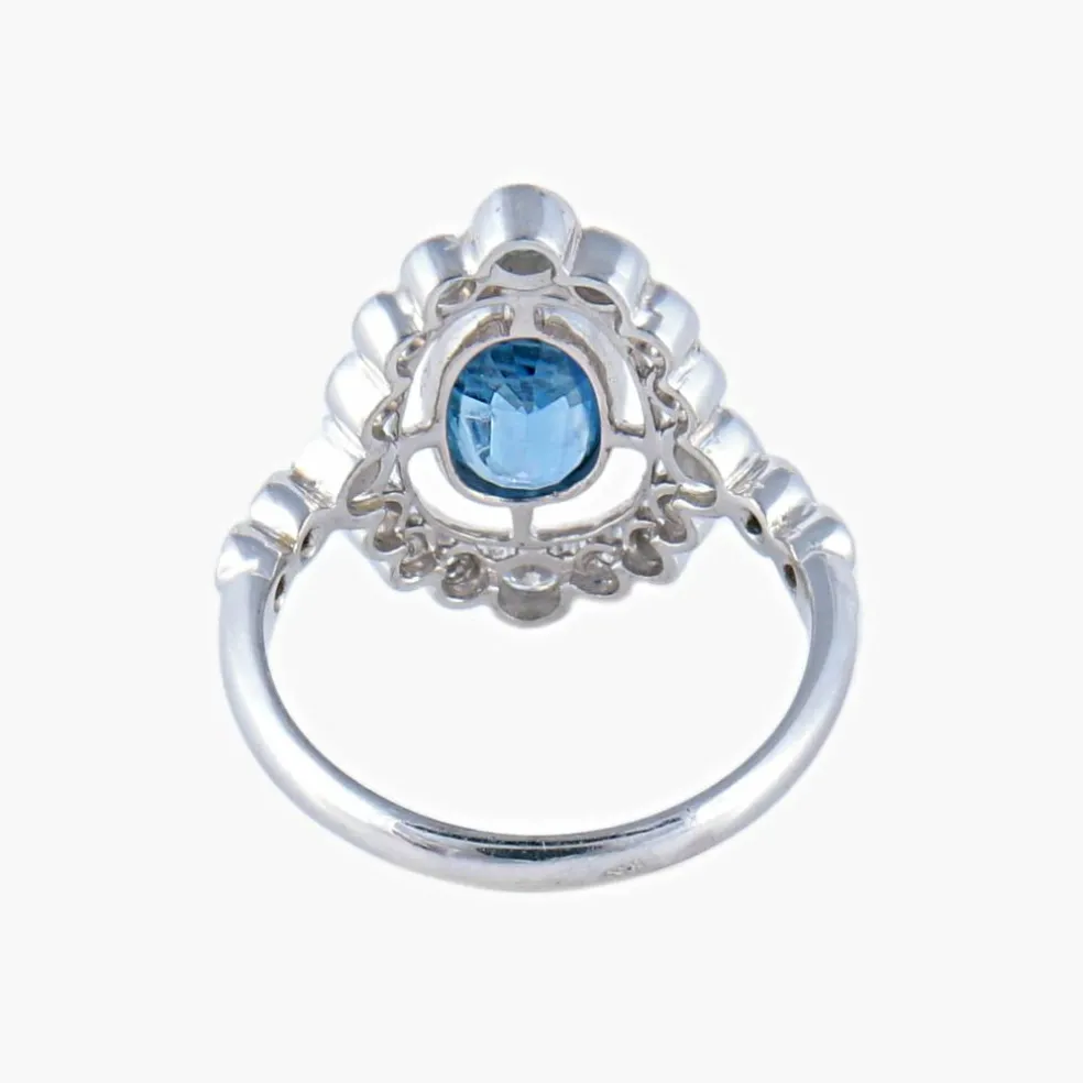Bague style art déco Saphir Diamants