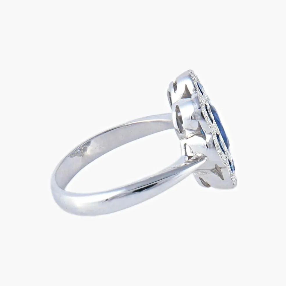 Bague style Art Déco Saphirs Diamants