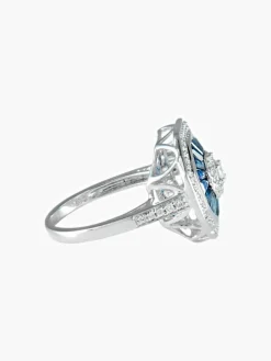 Bague style art déco saphirs et diamants