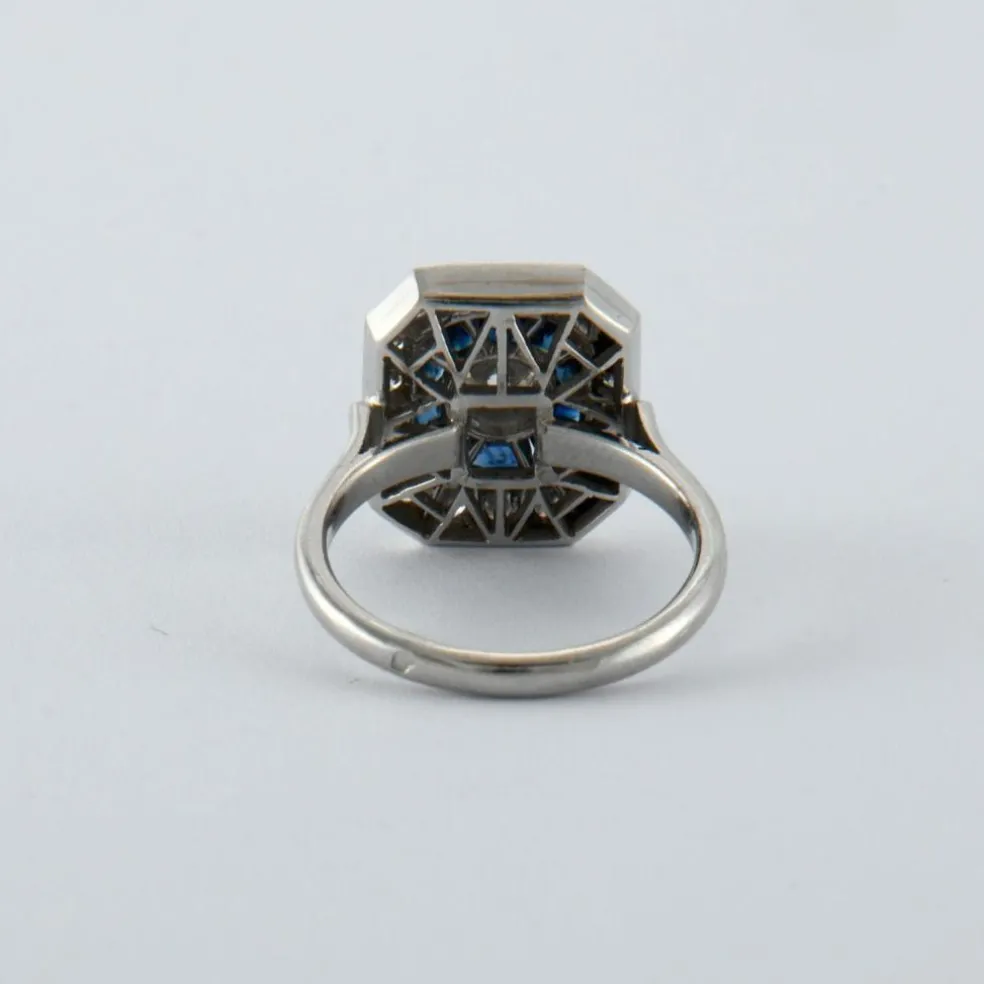 Bague style Art Déco Saphirs Diamants