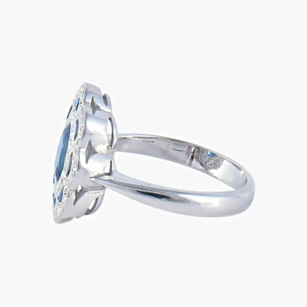 Bague style Art Déco Saphirs Diamants