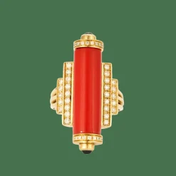 BAGUE STYLE ART DECO CORAIL DIAMANTS