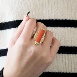 BAGUE STYLE ART DECO CORAIL DIAMANTS