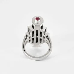 BAGUE STYLE ART DECO OR BLANC DIAMANTS ONYX