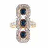 BAGUE STYLE "ART DECO" OR DIAMANTS & SAPHIRS