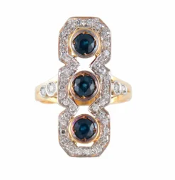 BAGUE STYLE "ART DECO" OR DIAMANTS & SAPHIRS
