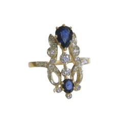 Bague style Art Nouveau Diamants Saphirs