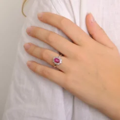 Bague style Marguerite Rubis Diamants