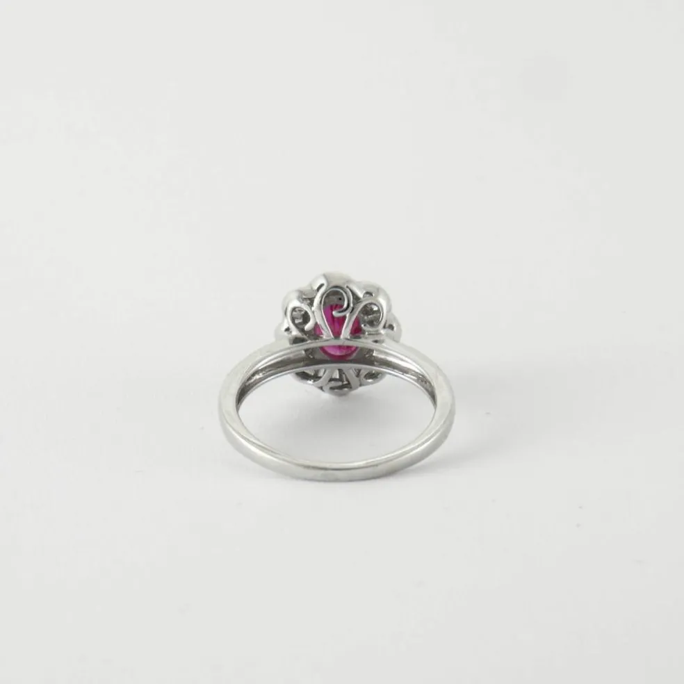 Bague style Marguerite Rubis Diamants