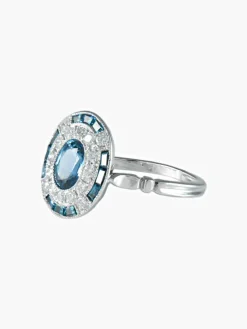 Bague style Napoléon III saphir or blanc