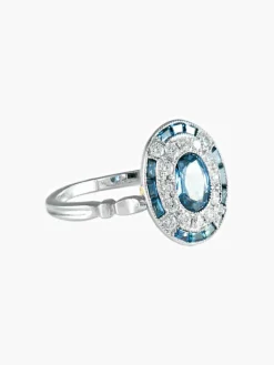 Bague style Napoléon III saphir or blanc