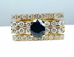 Bague style Tank diamants et saphir