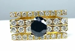 Bague style Tank diamants et saphir