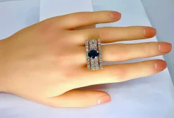 Bague style Tank diamants et saphir