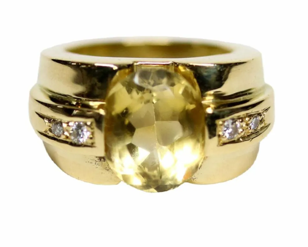 Bague Style Tank Or Jaune CItrine