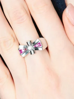 Bague Style Tank Rubis Diamant