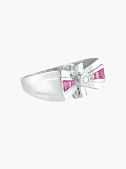 Bague Style Tank Rubis Diamant
