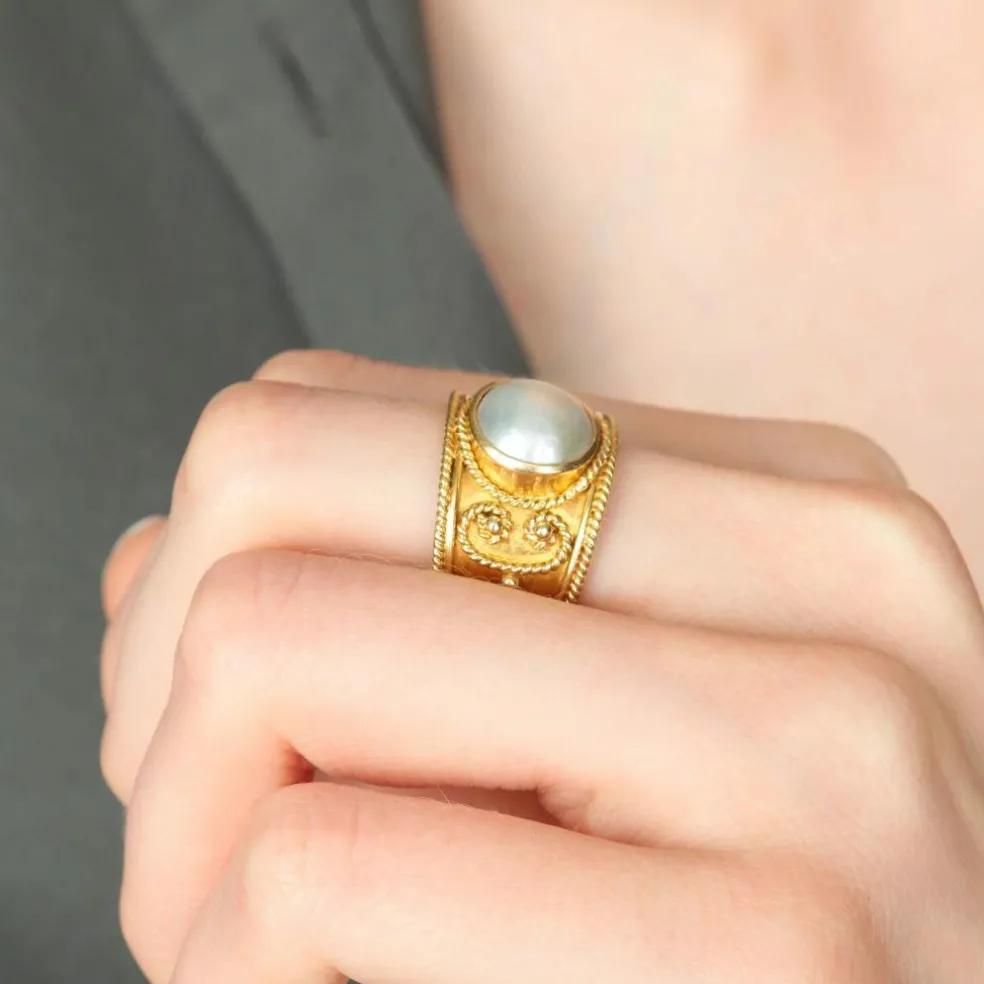 BAGUE « SULTAN » OR & NACRE