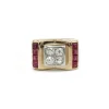 Bague TANK - Or jaune diamants et rubis