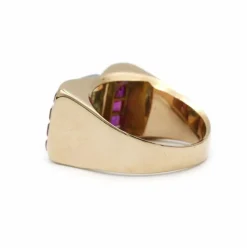 Bague TANK - Or jaune diamants et rubis