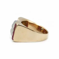Bague TANK - Or jaune diamants et rubis