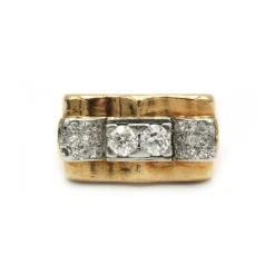 Bague Tank - Or jaune platine et diamants