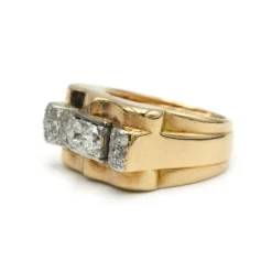 Bague Tank - Or jaune platine et diamants