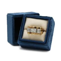 Bague Tank - Or jaune platine et diamants