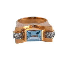 Bague tank aigue-marine