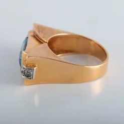 Bague tank aigue-marine