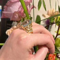 Bague Tank Aigue-Marine Diamant 18 Carats