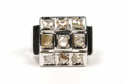 Bague "tank" Art Déco en or blanc sertie de diamants