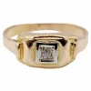 Bague Tank Art Déco or rose, petit diamant et monture géométrique (circa 1950)